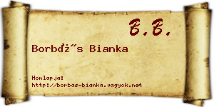 Borbás Bianka névjegykártya
